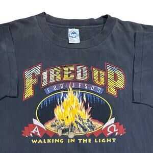 Vintage 90s Fired Up For Jesus Tee Single Stitch Christianity T-Shirt 2XL
